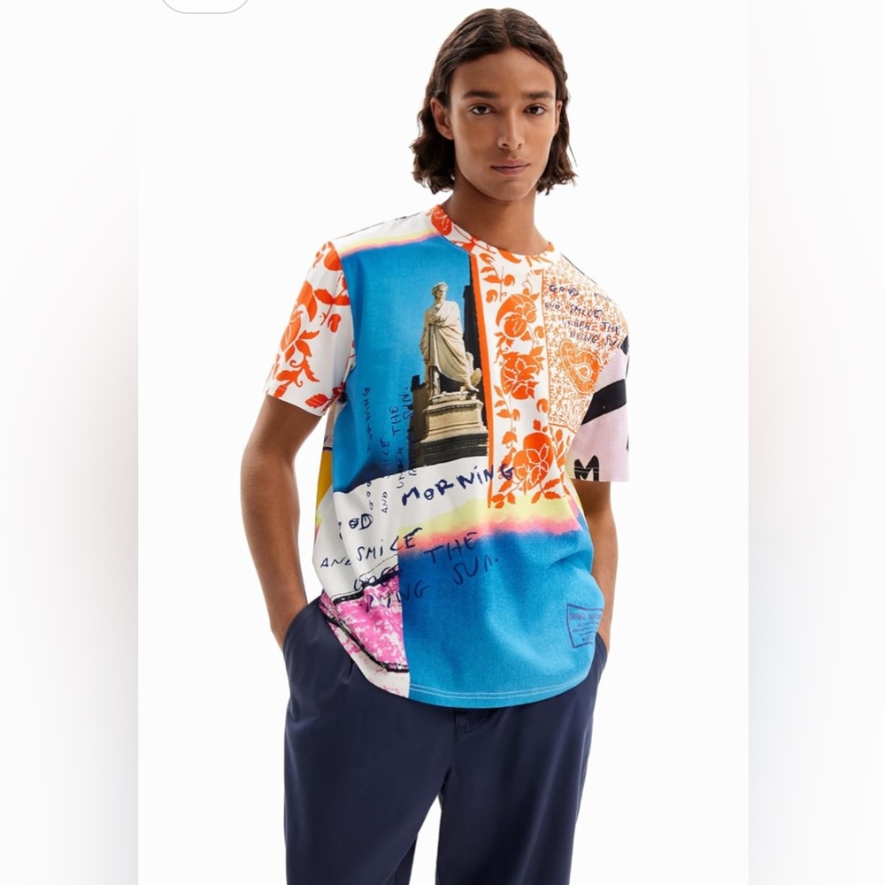 Desigual Man Photo collage T-shirt Men Size Small NEW